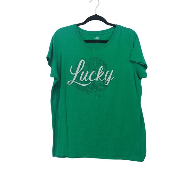 Lucky Women's Green St. Patty's Day Tee Plus Size 2X Holiday - Picture 1 of 13
